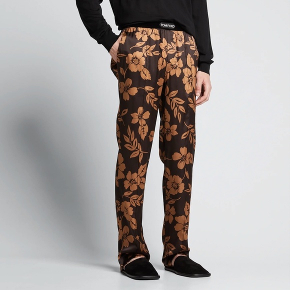 TOM FORD Floral Print Stretch Silk Pajama Pants - Picture 6 of 9